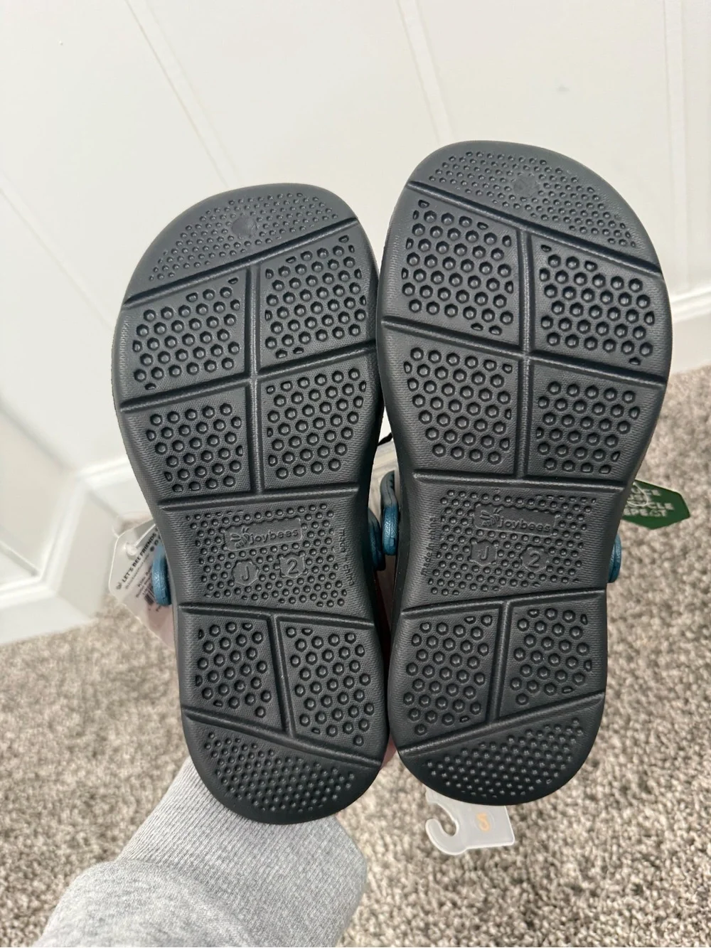 Joybees Kids Black Clog Sandals with Teal Strap - Crocs-style